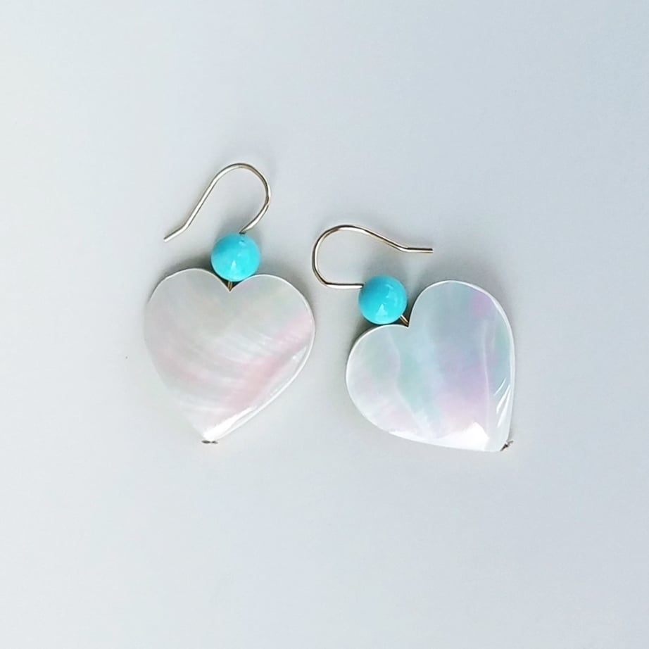 Shell Heart Turquoise Earrings