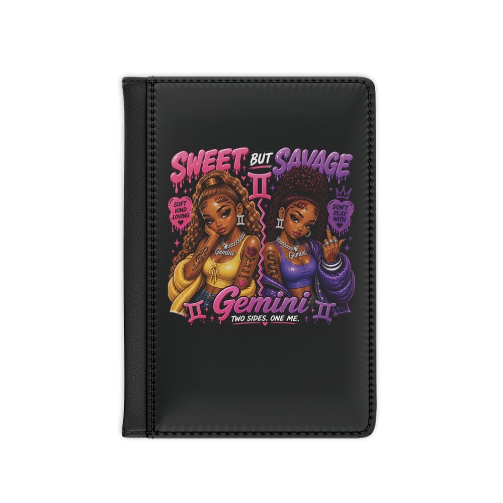 Image of Gemini Passport Cover - "Sweet but Savage" Zodiac Travel Wallet