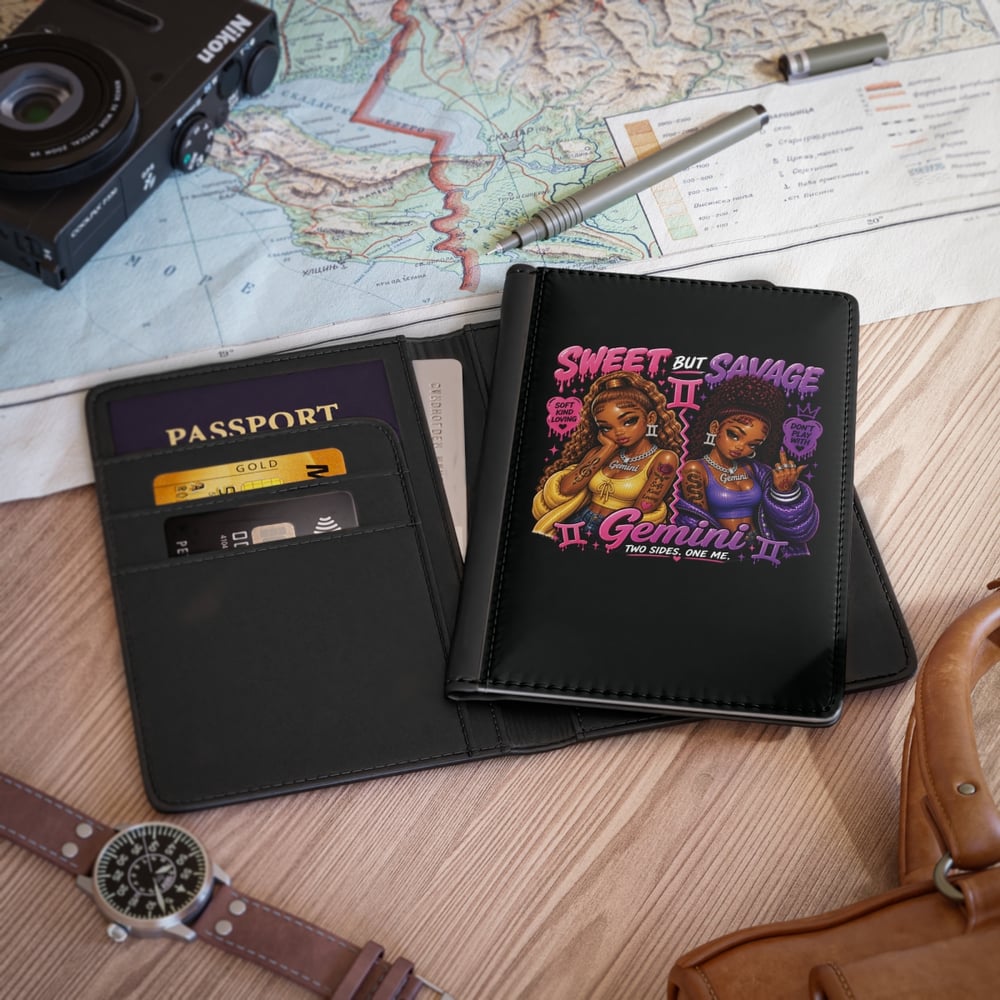 Image of Gemini Passport Cover - "Sweet but Savage" Zodiac Travel Wallet