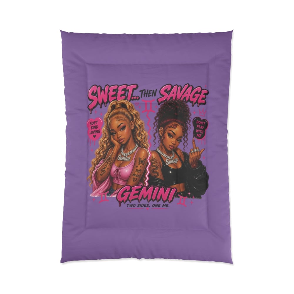 Image of Gemini Comforter — "Sweet Then Savage" Zodiac Bedding for Women