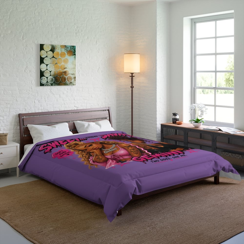 Image of Gemini Comforter — "Sweet Then Savage" Zodiac Bedding for Women