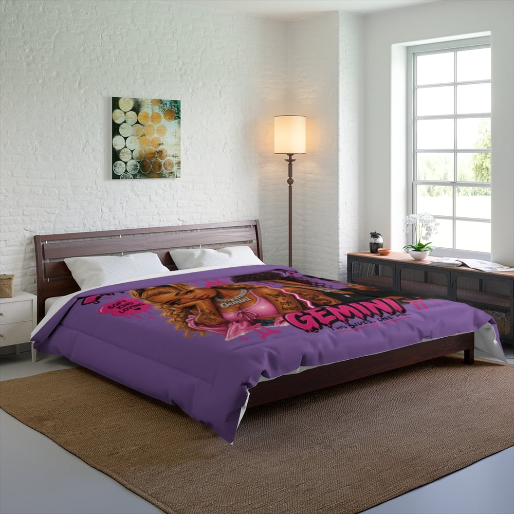 Image of Gemini Comforter — "Sweet Then Savage" Zodiac Bedding for Women