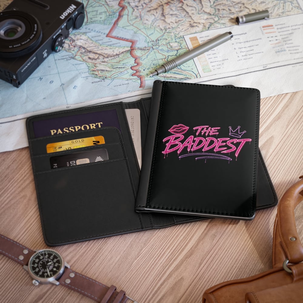 Image of Passport Cover — "The Baddest" Pink Graffiti Travel Passport Holder