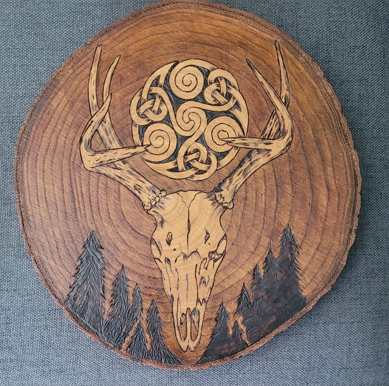 Image of  Eagna Ársa wood burning art piece 
