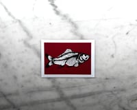 Image 2 of Carp - Red background with black bones