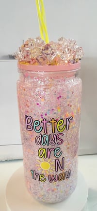 Image 3 of Snowglobe glitter tumbler 20 oz