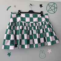 Image 1 of Green and Pink Check Mini Ruffled Skirt (UK18)