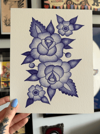ORIGINAL DRAWING - stippled roses