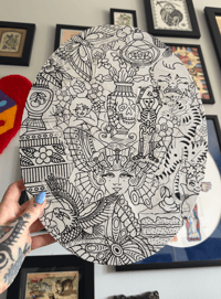 12 inch oval stencil collage
