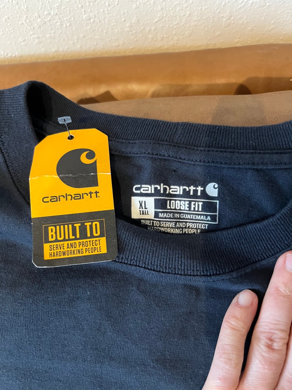 XL "HOMEAUX" VERTICAL NAVY CARHARTT LONGSLEEVE