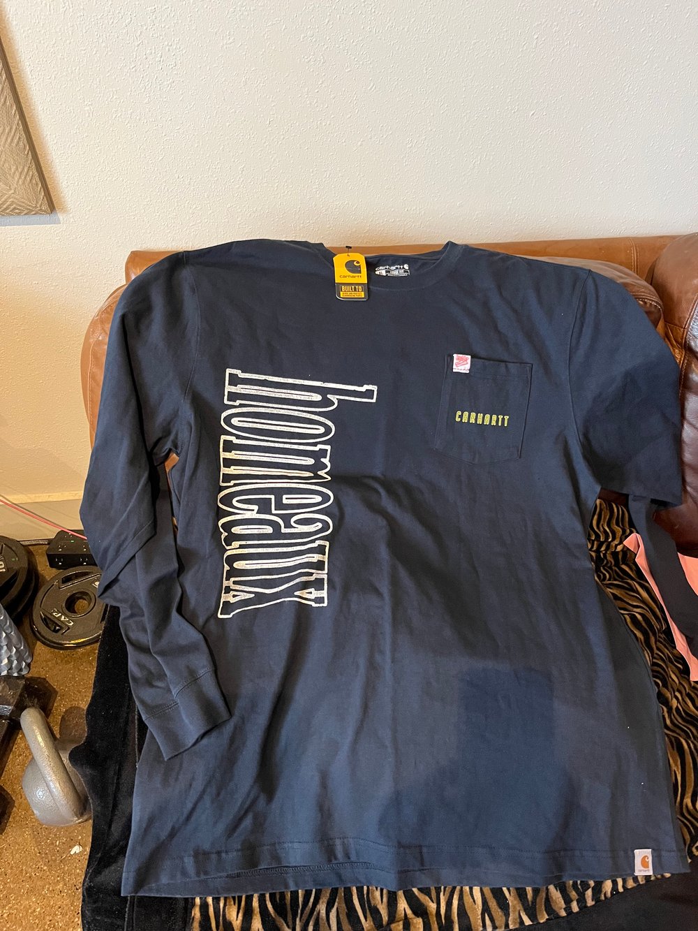 XL "HOMEAUX" VERTICAL NAVY CARHARTT LONGSLEEVE