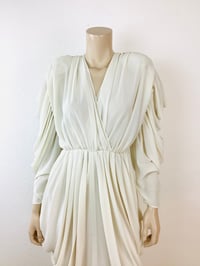 Image 2 of Vintage 1980s Super Draped Cream Dress