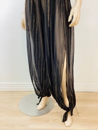 Image 6 of Vintage 1970s Black & Gold Metallic Threads Harem Pants Boho Jumpsuit