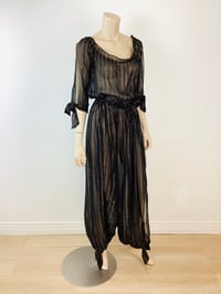 Image 7 of Vintage 1970s Black & Gold Metallic Threads Harem Pants Boho Jumpsuit