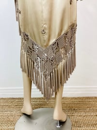 Image 11 of Vintage 1990s Y2K Champagin Satin & Macrame Fringe Slip Dress with Shawl