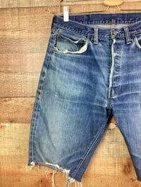 Image 3 of Vintage Big E Levis 501 Redlines Cut Off Denim Shorts