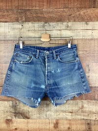 Image 1 of Vintage Levi Big E Redlines Denim Cut Off Shorts