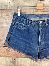 Image 3 of Vintage Levi 501 Embroidered Denim Cut Off Shorts