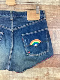 Image 5 of Vintage Levi 501 Embroidered Denim Cut Off Shorts