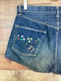 Image 6 of Vintage Levi 501 Embroidered Denim Cut Off Shorts