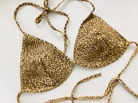 Image 2 of Vintage 1980s Norma Kamali OMO Leopard Print Ultra Suede Bikini Bra Halter Top