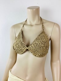 Image 3 of Vintage 1980s Norma Kamali OMO Leopard Print Ultra Suede Bikini Bra Halter Top