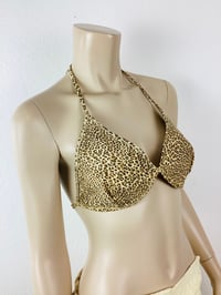Image 5 of Vintage 1980s Norma Kamali OMO Leopard Print Ultra Suede Bikini Bra Halter Top