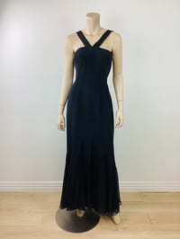 Image 1 of Vintage 1990s Travilla Black Mermaid Hem Formal Dress
