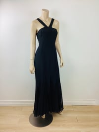 Image 4 of Vintage 1990s Travilla Black Mermaid Hem Formal Dress
