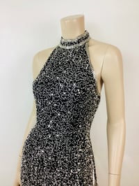 Image 7 of Vintage 1980s Black & Silver Beaded Fringe Dress