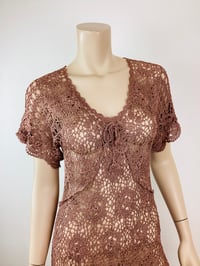 Image 5 of Vintage 1990s Y2K Crochet Knit Dusty Rose Maxi Dress