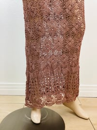 Image 6 of Vintage 1990s Y2K Crochet Knit Dusty Rose Maxi Dress