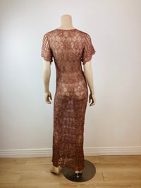 Image 7 of Vintage 1990s Y2K Crochet Knit Dusty Rose Maxi Dress
