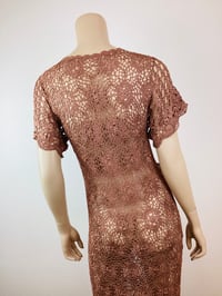 Image 8 of Vintage 1990s Y2K Crochet Knit Dusty Rose Maxi Dress