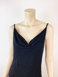 Image 2 of Vintage 1990s Y2K Cowl Neckline Black Beaded Bias Slip Maxi Dress