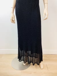 Image 3 of Vintage 1990s Y2K Cowl Neckline Black Beaded Bias Slip Maxi Dress