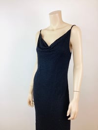 Image 7 of Vintage 1990s Y2K Cowl Neckline Black Beaded Bias Slip Maxi Dress