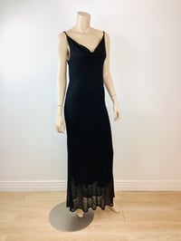 Image 8 of Vintage 1990s Y2K Cowl Neckline Black Beaded Bias Slip Maxi Dress