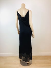 Image 9 of Vintage 1990s Y2K Cowl Neckline Black Beaded Bias Slip Maxi Dress