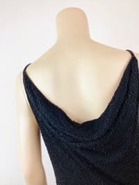 Image 10 of Vintage 1990s Y2K Cowl Neckline Black Beaded Bias Slip Maxi Dress