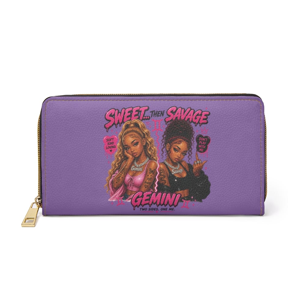 Image of Gemini Zipper Wallet — "Sweet...Then Savage" Astrology Wallet