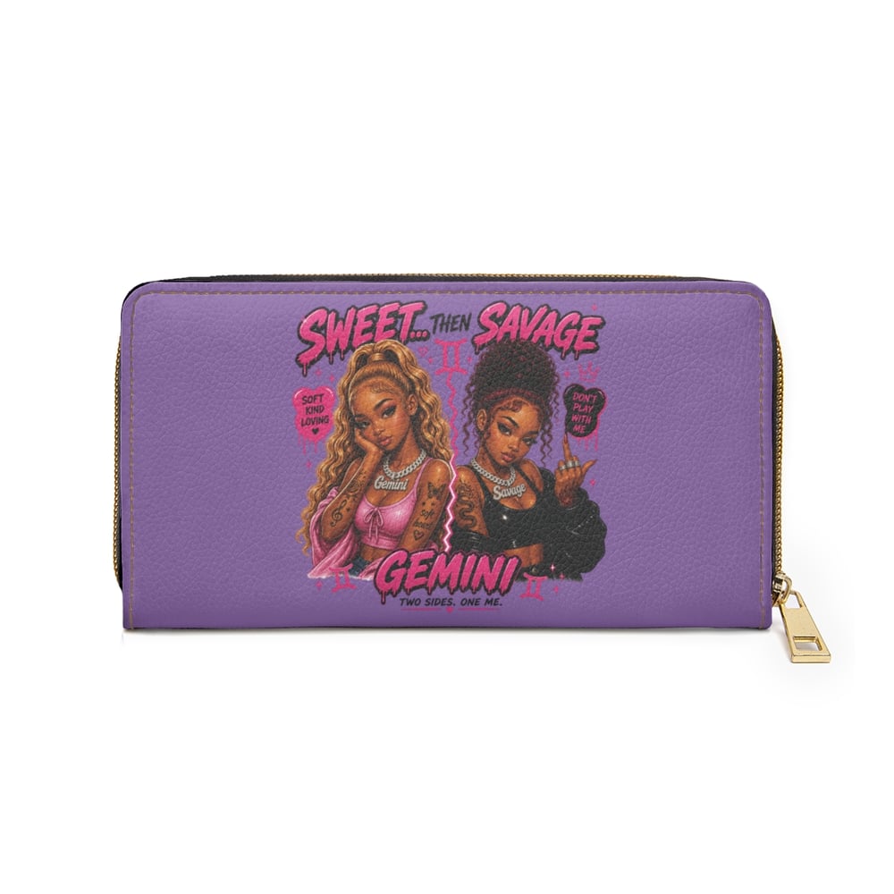Image of Gemini Zipper Wallet — "Sweet...Then Savage" Astrology Wallet