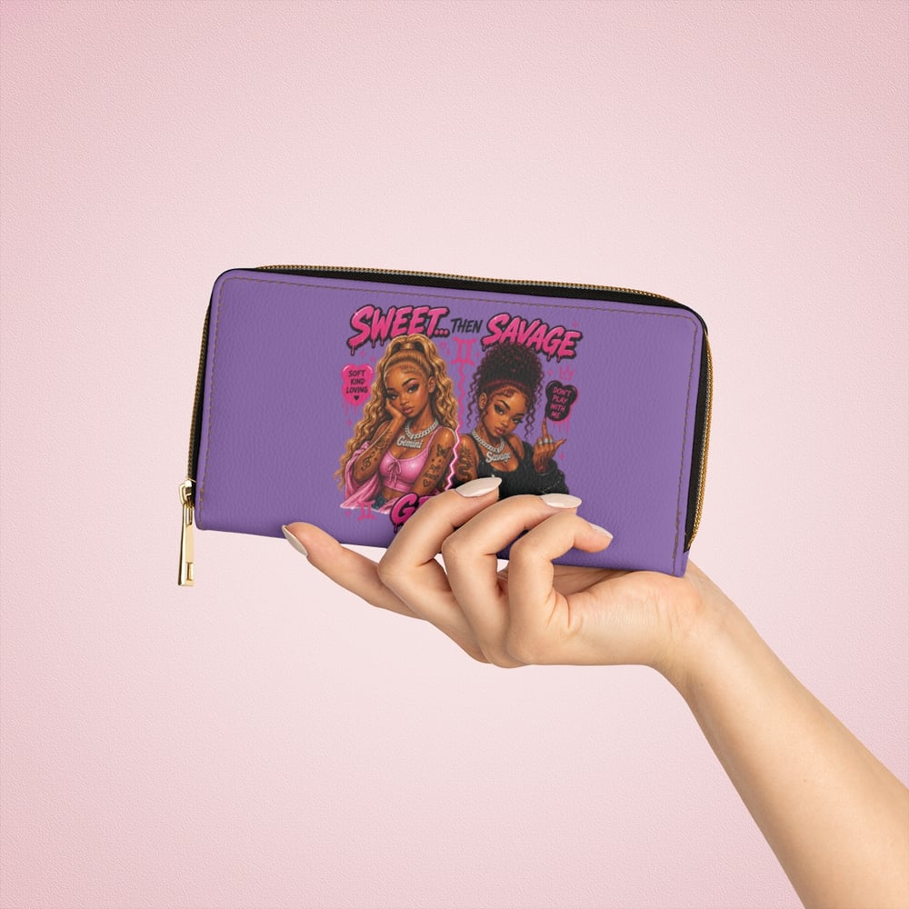 Image of Gemini Zipper Wallet — "Sweet...Then Savage" Astrology Wallet