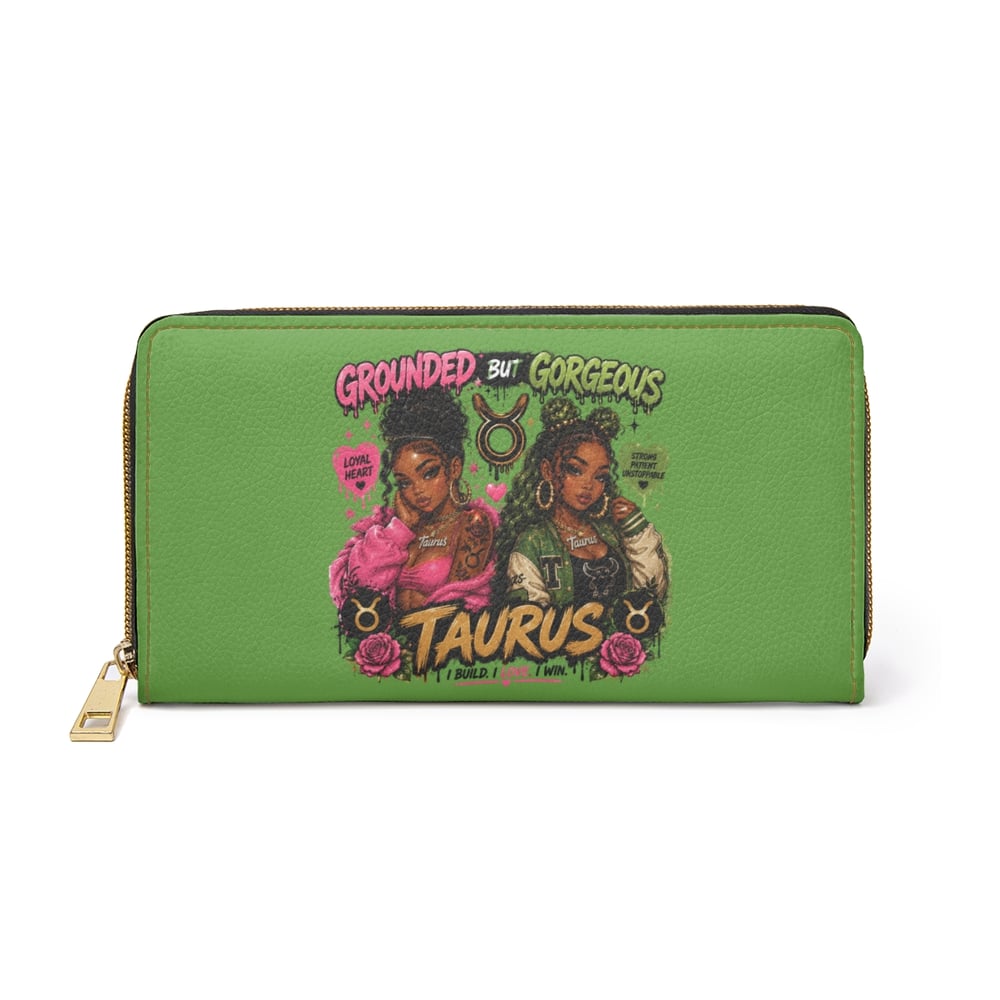 Image of Taurus Zipper Wallet – "Grounded But Gorgeous" Astrology Leather Wallet