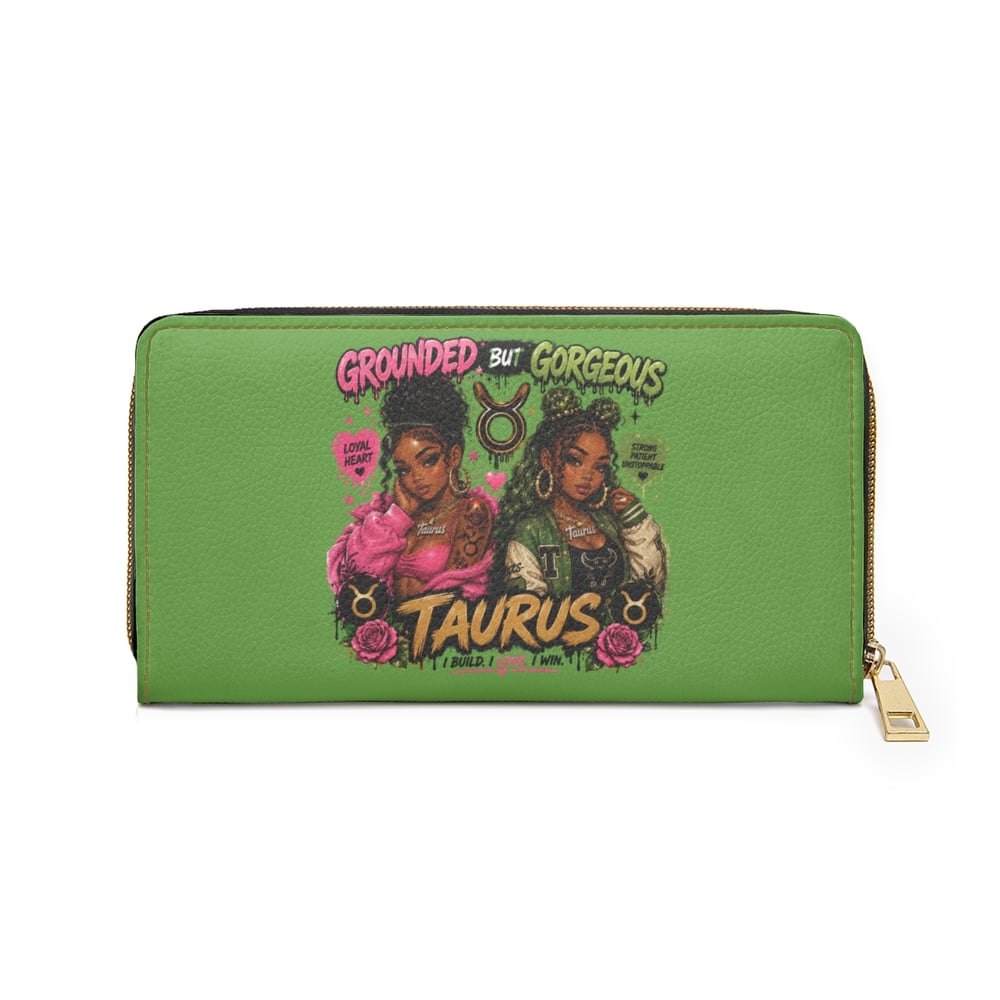 Image of Taurus Zipper Wallet – "Grounded But Gorgeous" Astrology Leather Wallet