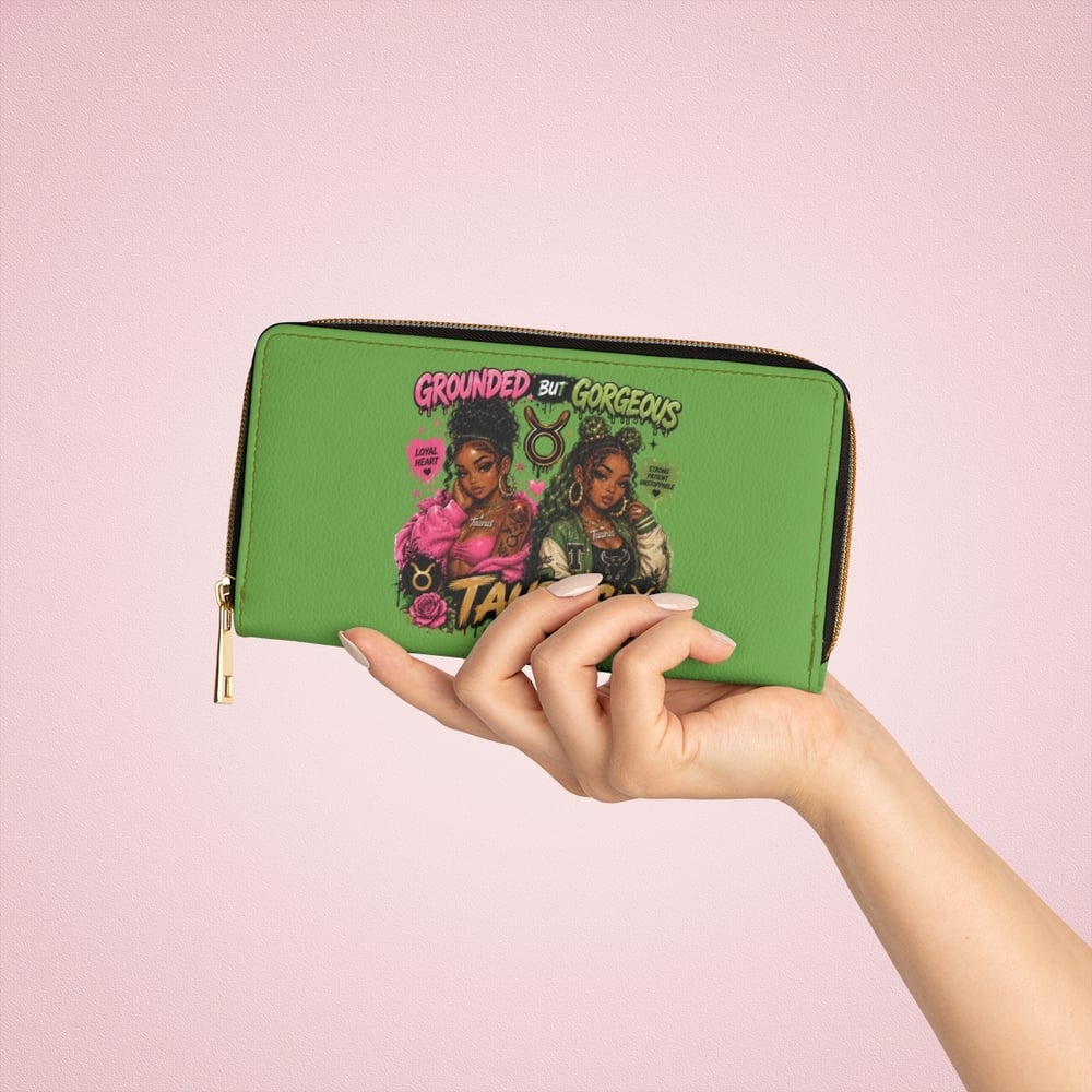 Image of Taurus Zipper Wallet – "Grounded But Gorgeous" Astrology Leather Wallet