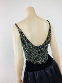 Image 5 of Vintage 1950s Green & Black Beaded Crop Top