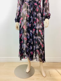 Image 3 of Vintage 1970s Black Sheer Floral Print Dress