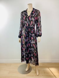 Image 4 of Vintage 1970s Black Sheer Floral Print Dress