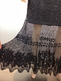 Image 8 of Vintage 1990s Y2K Black Embroidered & Beaded Crochet Slip Dress